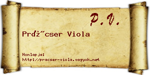 Prácser Viola névjegykártya